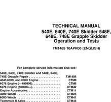 Timberjack E Series model 540e Skidders Test Technical Manual