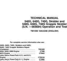 Timberjack G Series model 548g Skidders Test Technical Manual