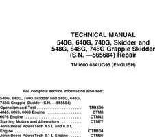 Timberjack G Series model 548g Skidders Service Repair Technical Manual