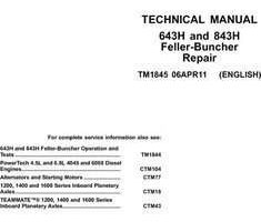 Timberjack 43 Series model 843h Wheeled Feller Bunchers Service Repair Technical Manual