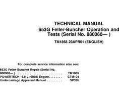 Timberjack G Series model 653g Tracked Feller Bunchers Test Technical Manual