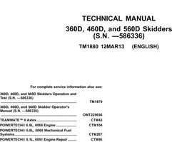Timberjack D Series model 360d Skidders Service Repair Technical Manual