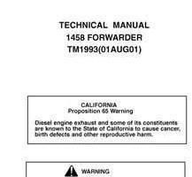 Timberjack 58 Series model 1458 Forwarders Service Repair Technical Manual