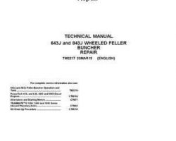 Timberjack J Series model 843j Wheeled Feller Bunchers Service Repair Technical Manual