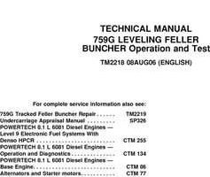 Timberjack G Series model 759g Tracked Feller Bunchers Service Repair Technical Manual