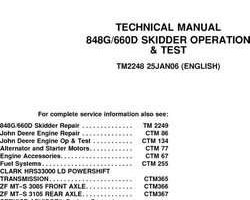 Timberjack G Series model 848g Skidders Test Technical Manual