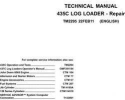 Timberjack C Series model 435c Knuckleboom Loader Service Repair Technical Manual