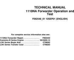 Timberjack model 1110na Forwarders Test Technical Manual