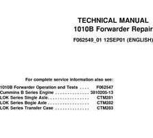 Timberjack B Series model 1010b Forwarders Service Repair Technical Manual