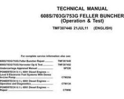 Timberjack G Series model 703g Tracked Feller Bunchers Test Technical Manual