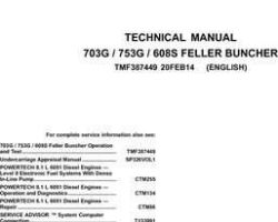 Timberjack G Series model 703g Tracked Feller Bunchers Service Repair Technical Manual