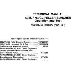 Timberjack G Series model 753gl Tracked Feller Bunchers Service Repair Technical Manual