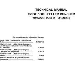 Timberjack G Series model 753gl Tracked Feller Bunchers Service Repair Technical Manual