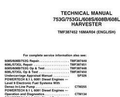 Timberjack 608 Series model 608s Tracked Harvesters Test Technical Manual