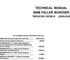 Timberjack 608 Series model 608b Tracked Feller Bunchers Service Repair Technical Manual