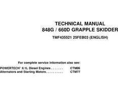 Timberjack G Series model 848g Skidders Service Repair Technical Manual