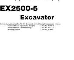 Hitachi Ex-5 Series model Ex2500-5 Excavators Operational Principle Owner Operator Manual