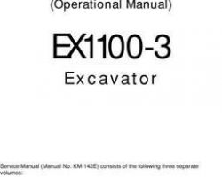 Hitachi Ex-3 Series model Ex1100-3 Excavators Operational Principle Owner Operator Manual