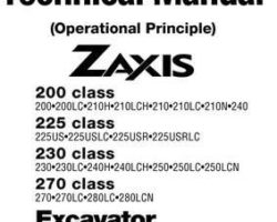 Hitachi Zaxis Series model Zaxis200lc Excavators Operational Principle Owner Operator Manual