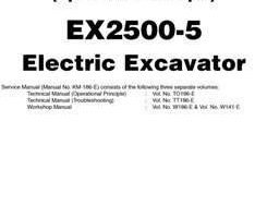 Hitachi Ex-5 Series model Ex2500e-5 Excavators Operational Principle Owner Operator Manual
