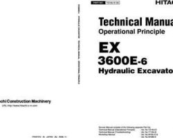 Hitachi Ex-6 Series model Ex3600e-6 Excavators Operational Principle Owner Operator Manual