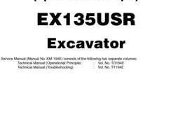 Hitachi Ex Series model Ex135usr Excavators Operational Principle Owner Operator Manual