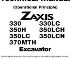 Hitachi Zaxis Series model Zaxis350h Excavators Operational Principle Owner Operator Manual