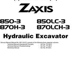 Hitachi Zaxis-3 Series model Zaxis850lc-3 Excavators Operational Principle Owner Operator Manual