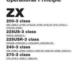 Hitachi Zaxis-3 Series model Zaxis225uslc-3 Excavators Operational Principle Owner Operator Manual