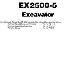 Troubleshooting Service Repair Manuals for Hitachi Ex-5 Series model Ex2500-5 Excavators