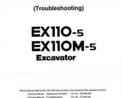 Troubleshooting Service Repair Manuals for Hitachi Ex-5 Series model Ex110m-5 Excavators
