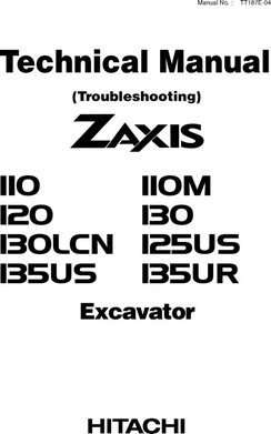 Troubleshooting Service Repair Manuals for Hitachi Zaxis Series model Zaxis135ur Excavators