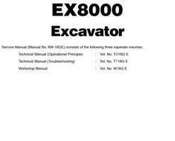 Troubleshooting Service Repair Manuals for Hitachi Ex-series model Ex8000 Excavators