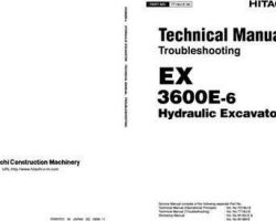 Troubleshooting Service Repair Manuals for Hitachi Ex-6 Series model Ex3600e-6 Excavators