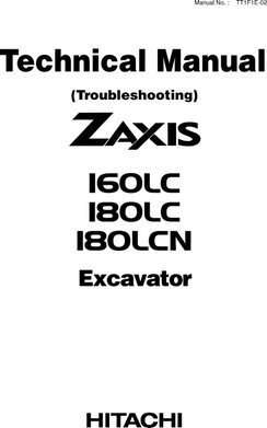 Troubleshooting Service Repair Manuals for Hitachi Zaxis Series model Zaxis160lc Excavators