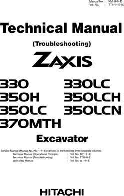 Troubleshooting Service Repair Manuals for Hitachi Zaxis Series model Zaxis370mth Excavators