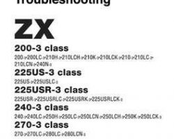 Troubleshooting Service Repair Manuals for Hitachi Zaxis-3 Series model Zaxis225usr-3 Excavators