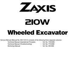 Troubleshooting Service Repair Manuals for Hitachi Zaxis Series model Zaxis210w Excavators