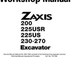 Hitachi Zaxis Series model Zaxis230 Excavators Workshop Service Repair Manual