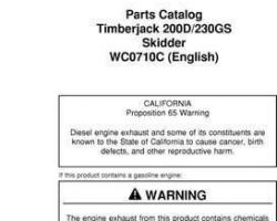 Parts Catalogs for Timberjack model 207 Skidders