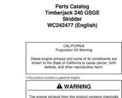 Parts Catalogs for Timberjack G Series model 240g Skidders