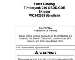 Parts Catalogs for Timberjack model 240 Skidders