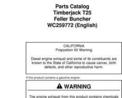 Parts Catalogs for Timberjack model 2520 Tracked Feller Bunchers