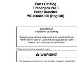 Parts Catalogs for Timberjack model 2618 Tracked Feller Bunchers