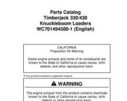 Parts Catalogs for Timberjack A Series model 330a Knuckleboom Loader
