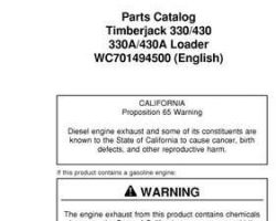 Parts Catalogs for Timberjack 30 Series model 330 Knuckleboom Loader