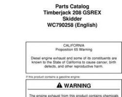 Parts Catalogs for Timberjack model 208 Skidders