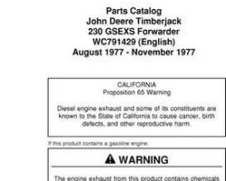 Parts Catalogs for Timberjack model 230 Forwarders