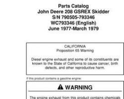 Parts Catalogs for Timberjack model 208 Skidders