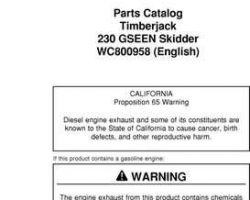 Parts Catalogs for Timberjack model 230 Skidders